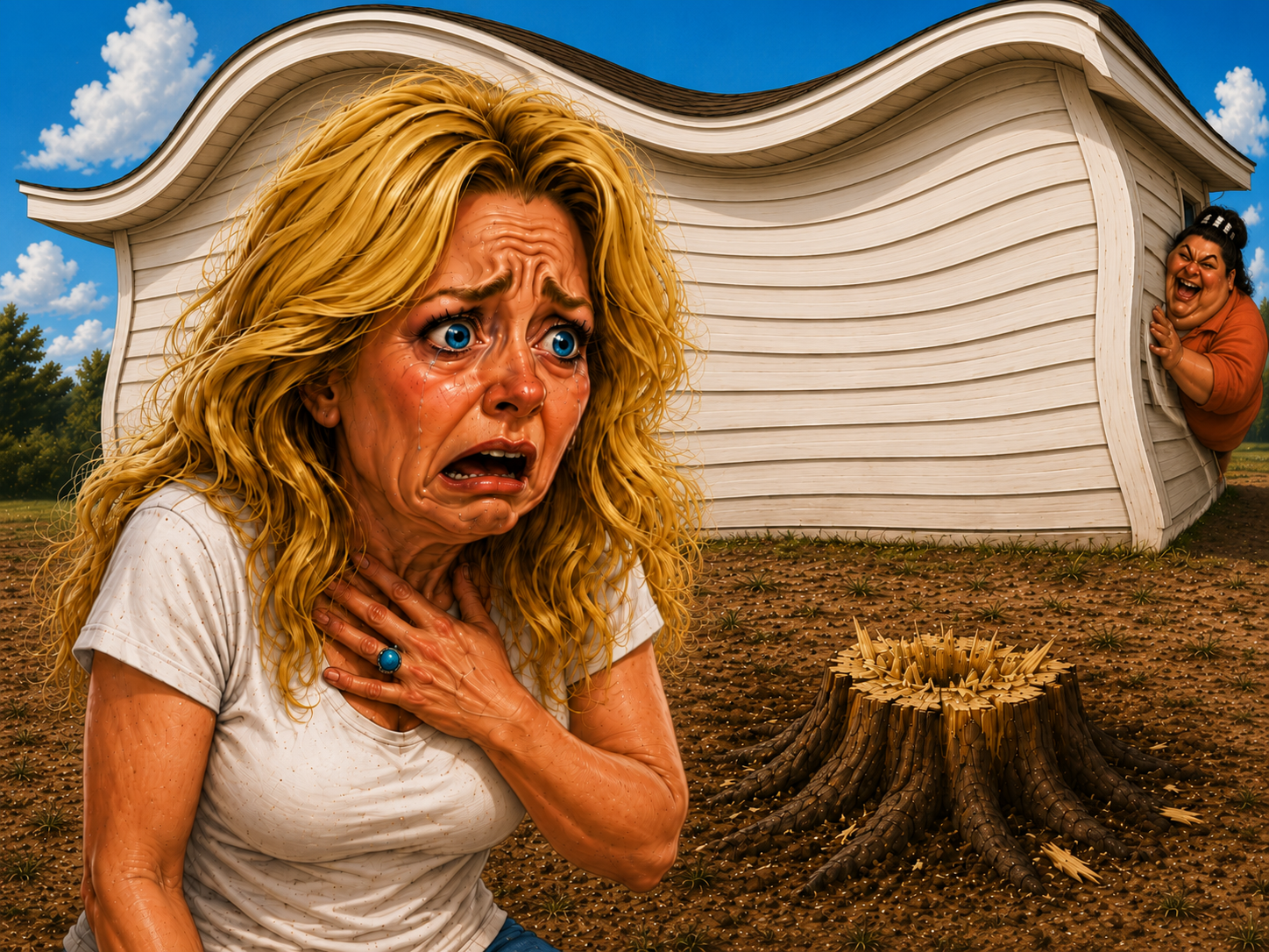 Karen finds tree destruction after the bloated bully cut it down